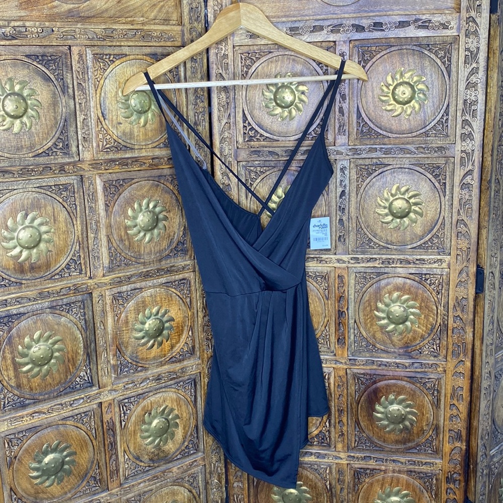 Charlotte Russe XS Black Romper Satin-Feel